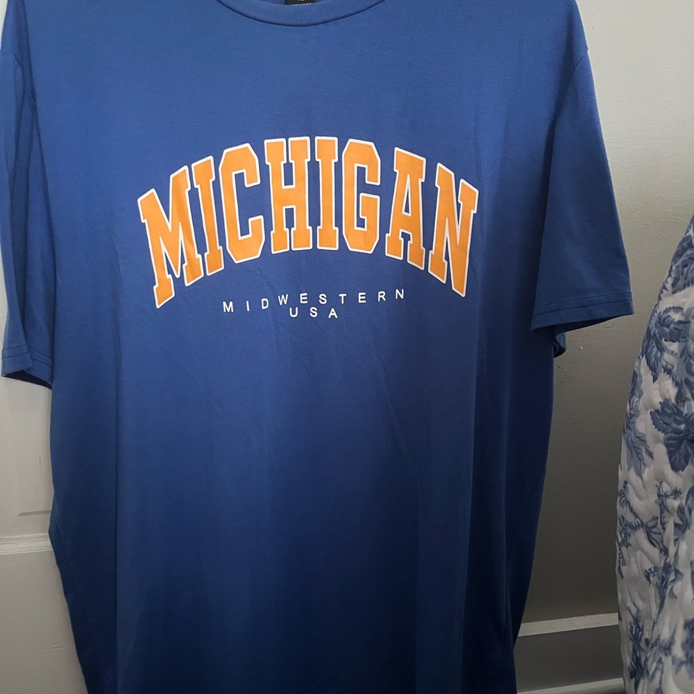 SHEIN Michigan Graphic Blue Tee